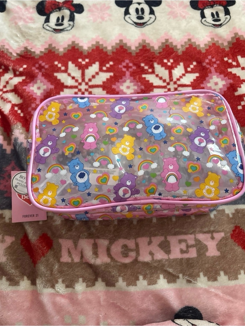 Forever 21 Care Bears Clear Cosmetic Bag Travel Pouch